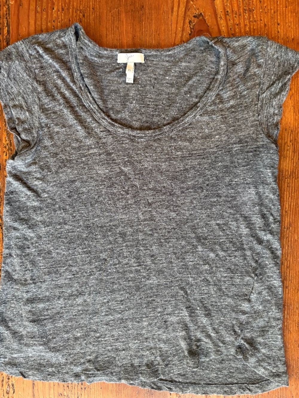 Joie 100% Linen Cap Sleeve T-Shirt Size XS Heathered Gray/Black